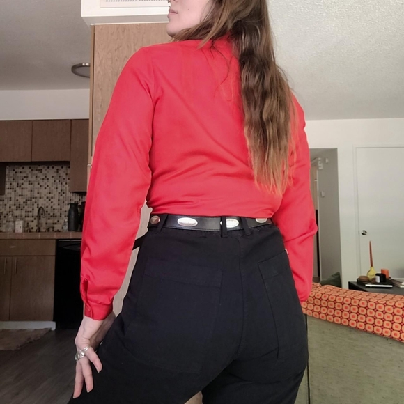 Retro Bright Red Button-Up - Picture 3 of 8